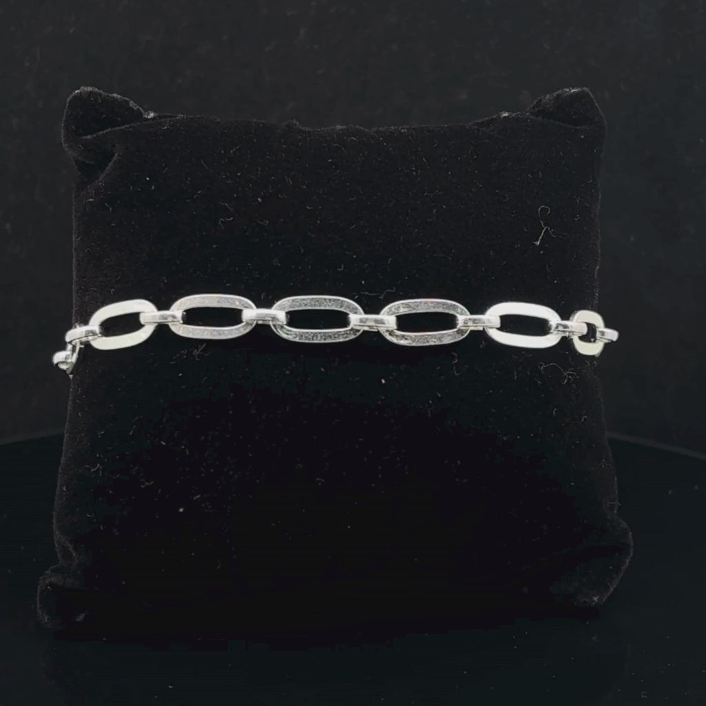 Silver Man's Flat Link Bracelet
