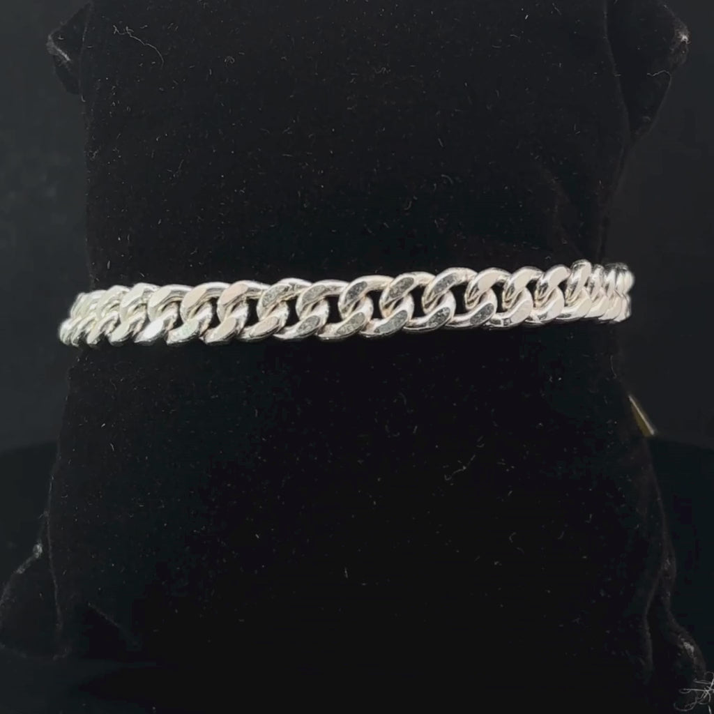 Silver Man's Joint Cuban Bracelet
