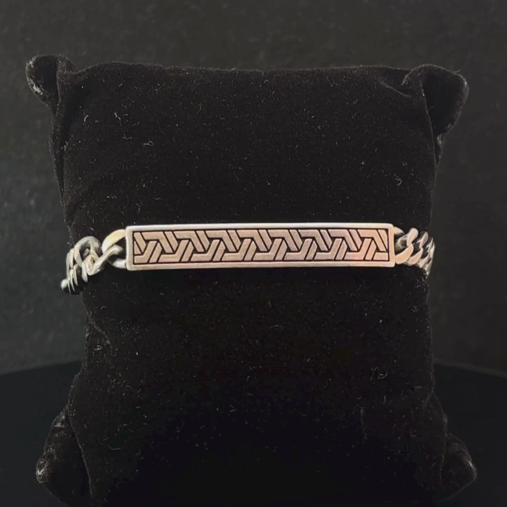 Silver Man's Bracelet With Italian Plat
