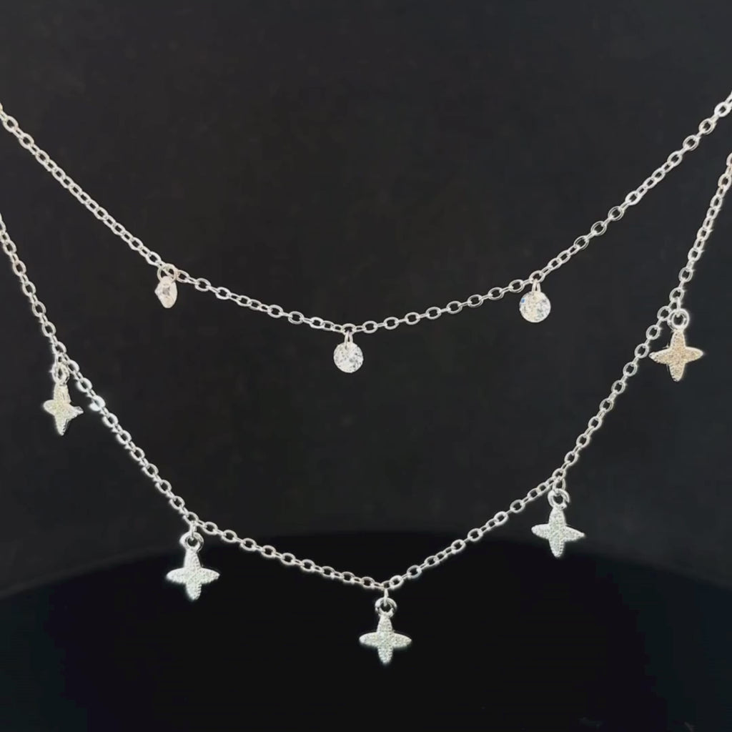 Cross Shape Double Chain Women Dokiya