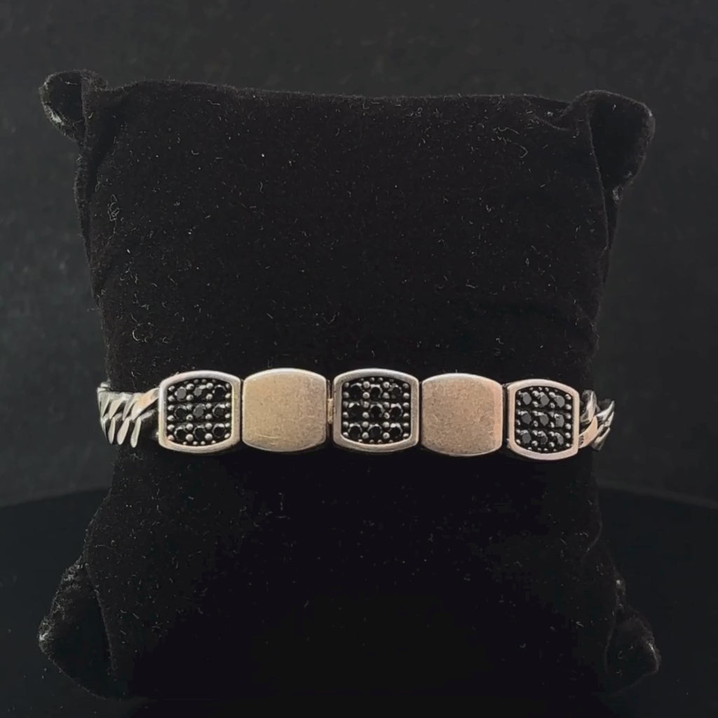 Silver Man's  Bracelet With Black American Stone