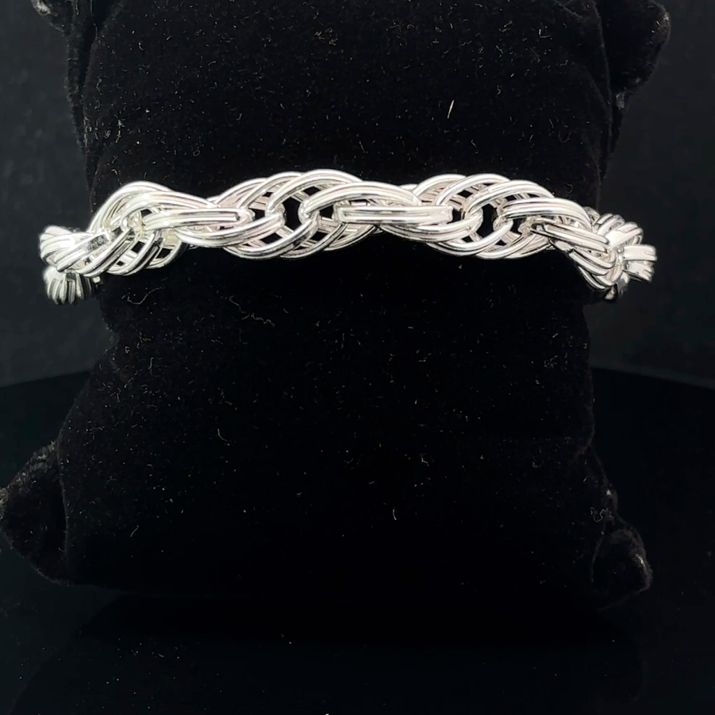 Silver Man's Indo Twist Bracelet