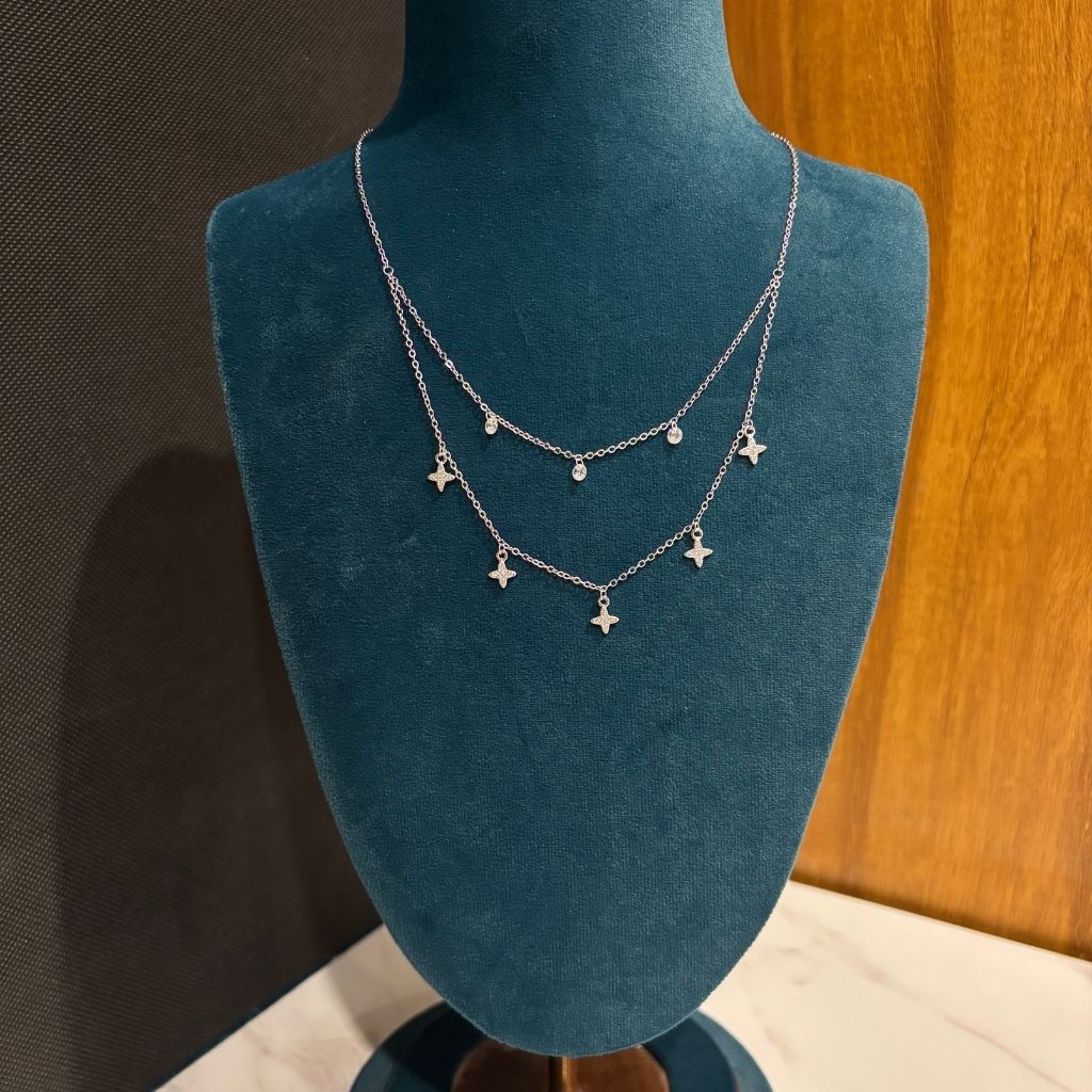 Cross Shape Double Chain Women Dokiya