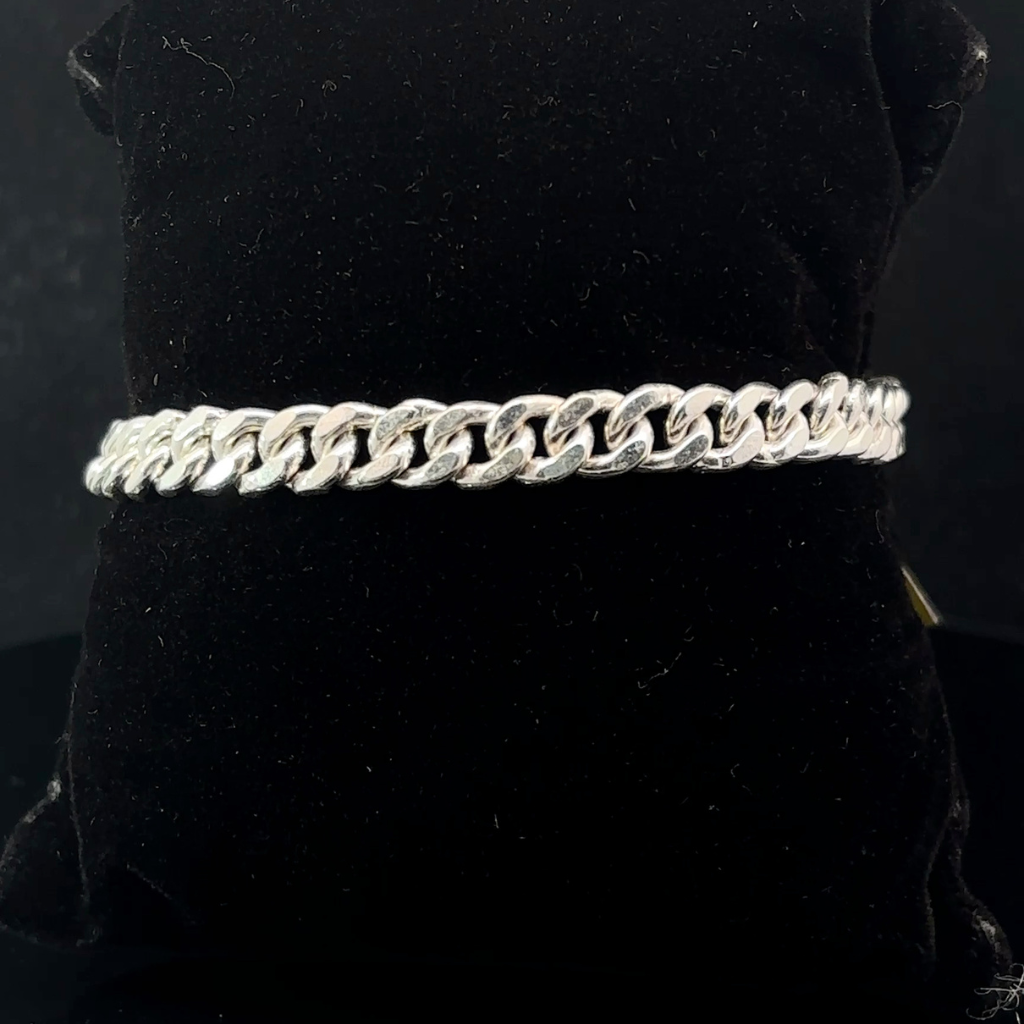 Silver Man's Joint Cuban Bracelet