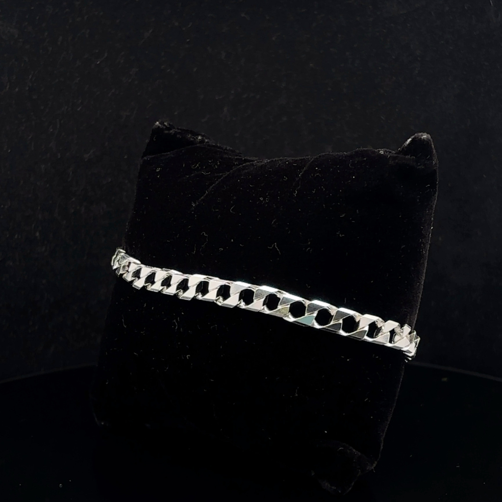 Silver Man's Square Cuban Bracelet