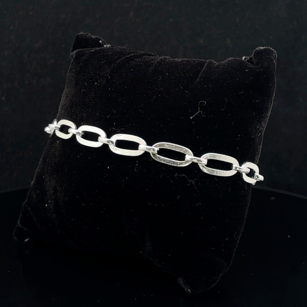 Silver Man's Flat Link Bracelet