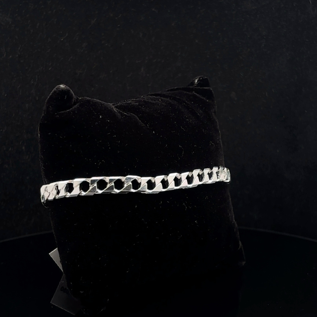 Silver Man's Square Cuban Bracelet