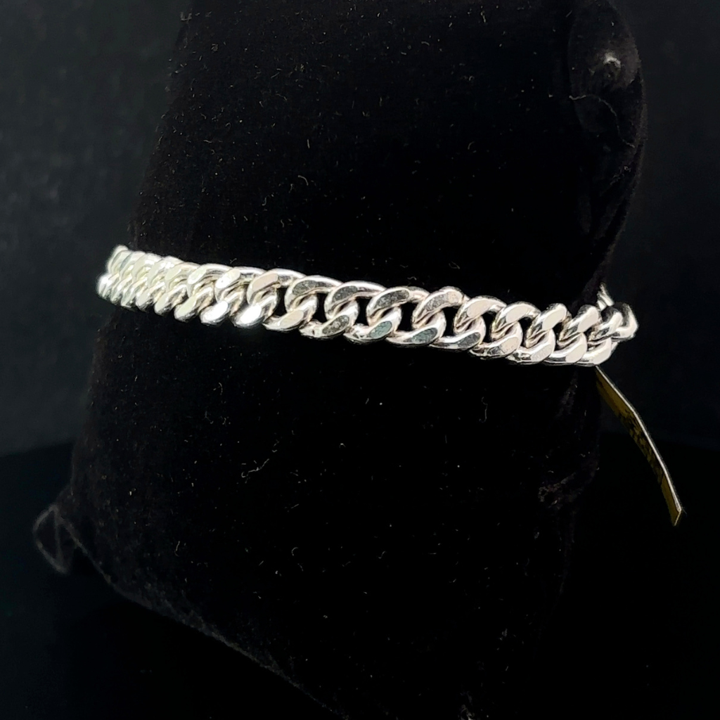Silver Man's Joint Cuban Bracelet