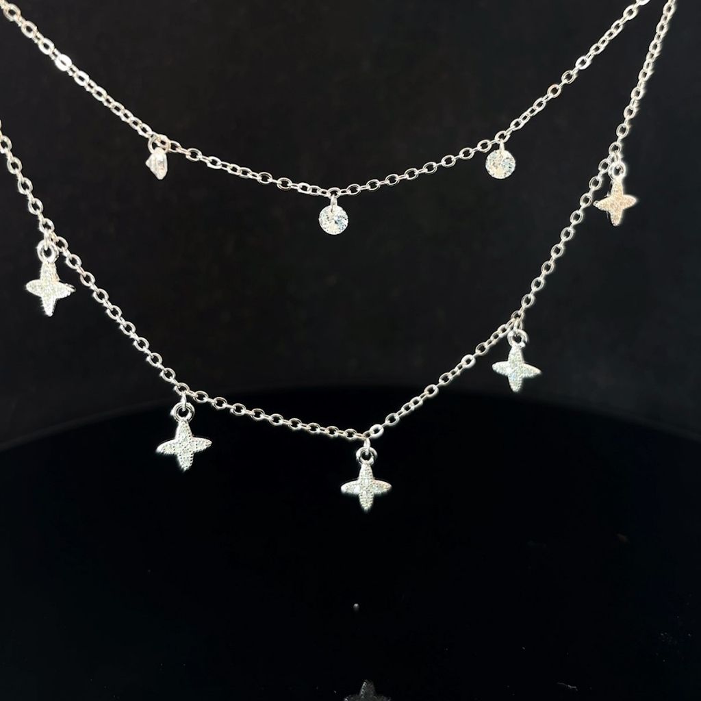 Cross Shape Double Chain Women Dokiya