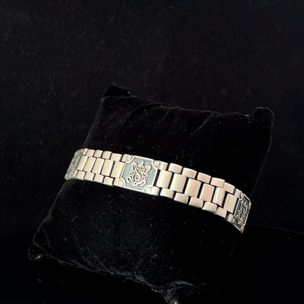Silver Man's Ganesha Belt Bracelet