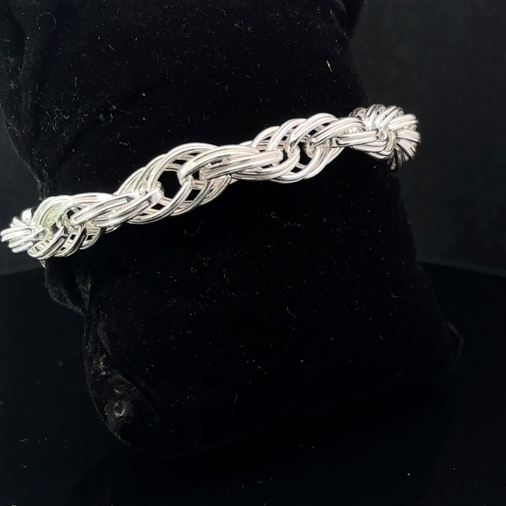 Silver Man's Indo Twist Bracelet