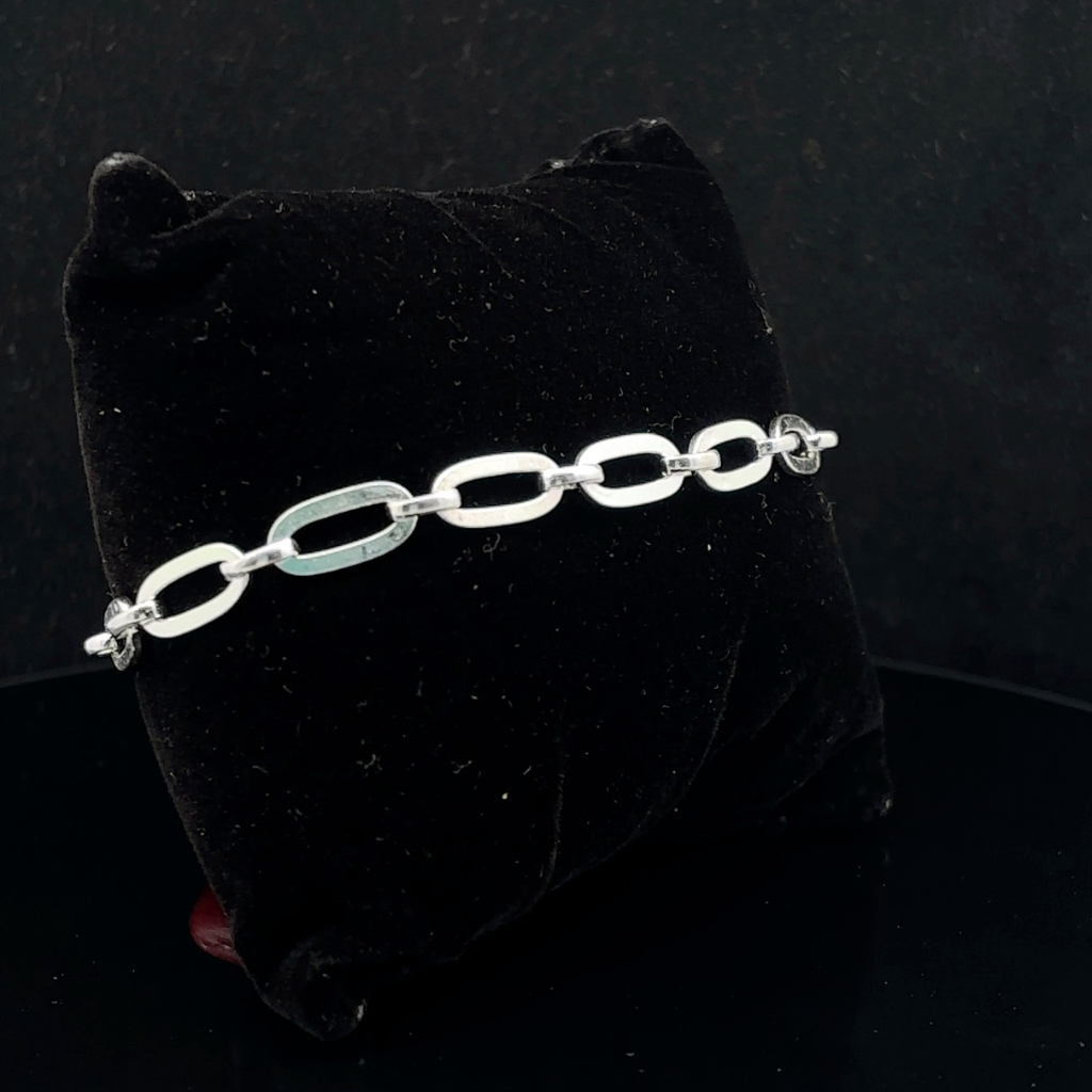 Silver Man's Flat Link Bracelet