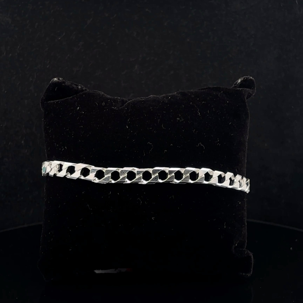 Silver Man's Square Cuban Bracelet